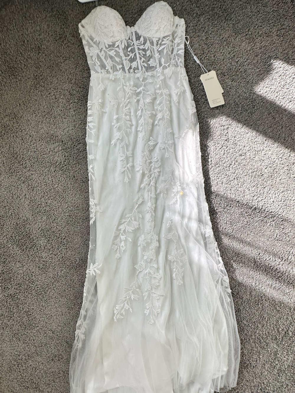 Strapless White Lace prom/Wedding dress